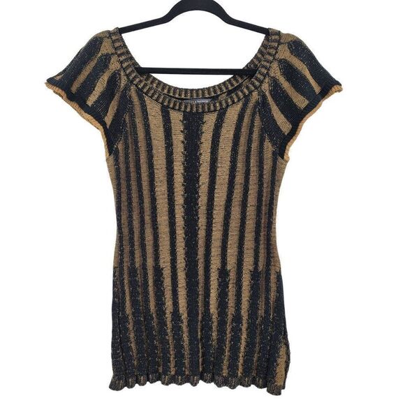 90's Chelsea & Theodore Sweater Gothic Grunge Short Flutter Tunic Brown Black M - Picture 1 of 11